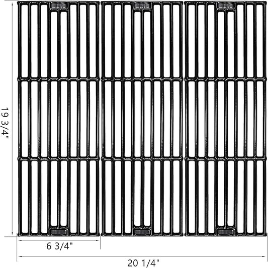 Hisencn Porcelain Cast Iron Cooking Grates for Char-Griller Duo 5050, 3001, 5650, 3008, 3030, 3725, 4000, 2121, King Griller 3008 5252, 19.75 inch Coated Cast Iron Grill Grids Replacement
