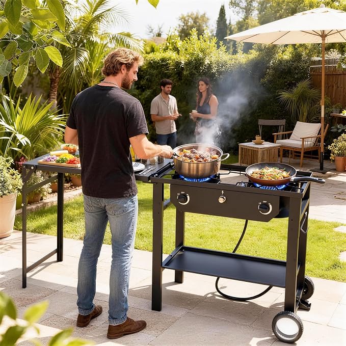 ROVSUN 2/3 Burner Outdoor Propane Gas Stove High Pressure Stand Cooker for Backyard Cooking Camping Home Brewing Canning Turkey Frying