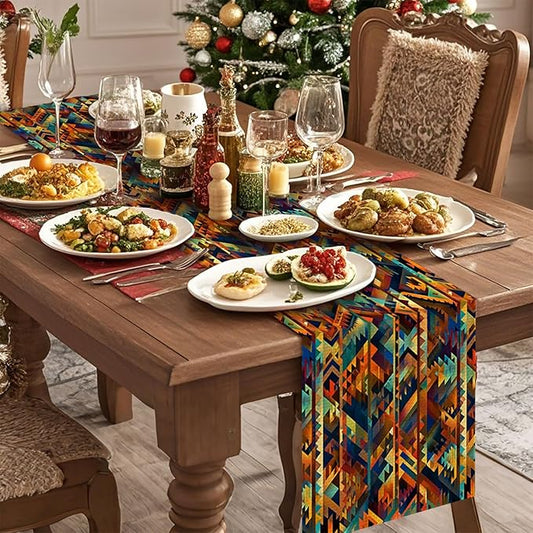 Retro Mexico Table Runner,Dining Decor for Kitchen Coffee Table Family Dinners Holiday Parties Wedding Events Decor(13x72 inch)