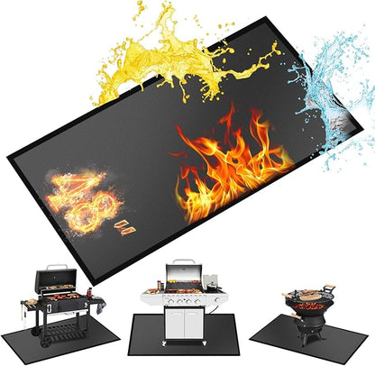 48 ×28 inches Under Grill Mat / Fire Pit Mat Fireproof Waterproof Oil-Proof, Fireproof Mat Fireplace Mat BBQ Mat Protect Mat for Deck Patio Grass Outdoor Charcoal, Flat Top, BBQ Smokers, Gas Grills