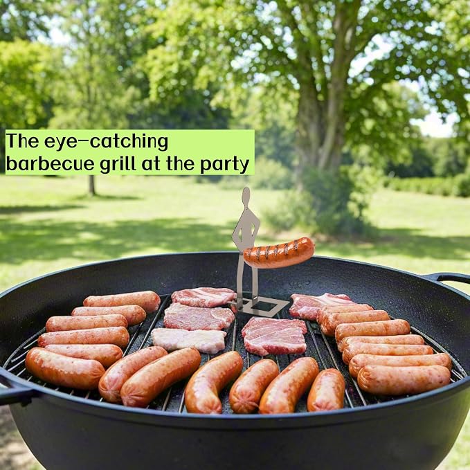 8 PCS Funny Hot Dog Holder for Grilling-Portable Hot Dog Roaster-Reusable Stainless Steel Hotdog and Sausage Stand-Funny Birthday Gifts for Men-BBQ Grill Accessories