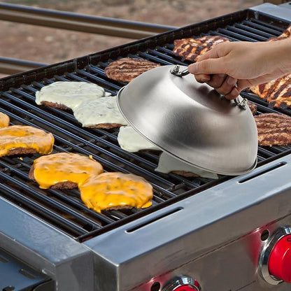 ZBXFCSH Compatible with Blackstone 5555 Stainless Steel 9" Griddle Melting Cheese Dome Wok Lids- Commercial Grade Basting and Steaming Cover- Best for Use in Flat Top Grills, 0.6mm Thickness-2 Domes