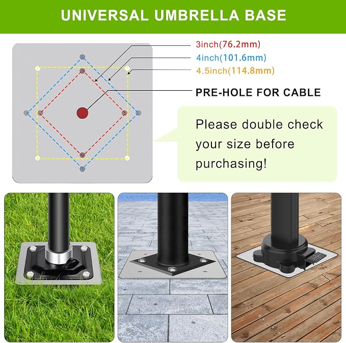 Dolibest Heavy Duty In-Ground Umbrella Base, Universal Steel Rustproof Steel Ground Umbrella Stand, Space-Saver Steel Anchor for Outdoor Offset Cantilever and Middle Pole Patio Umbrellas