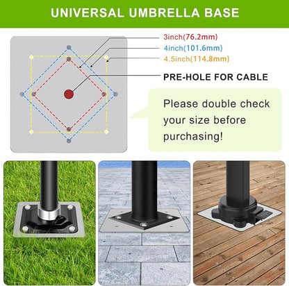 Dolibest Heavy Duty In-Ground Umbrella Base, Universal Steel Rustproof Steel Ground Umbrella Stand, Space-Saver Steel Anchor for Outdoor Offset Cantilever and Middle Pole Patio Umbrellas