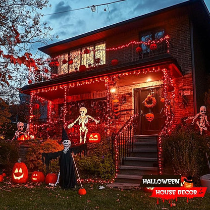 JMEXSUSS 500 LED Halloween Lights Outdoor, Red Christmas String Lights | 173ft, Plug in, Remote Control, Waterproof, 8 Modes Red Halloween Lights for Tree Party Patio Xmas Holiday Halloween Decor