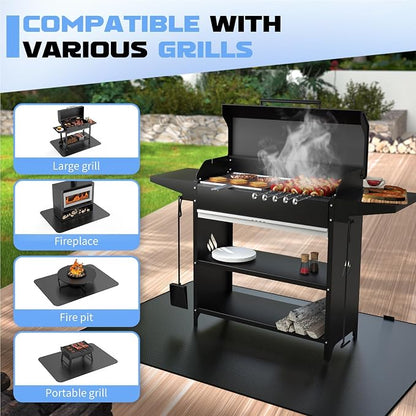 65 x 48 Grill Mat for Outdoor Grill, 32 mil Fire Resistant BBQ Pad | 32 mil fiberglass under grill mat with silicone fire coating; helps protect decks and patios from grease, sparks & BBQ mess.