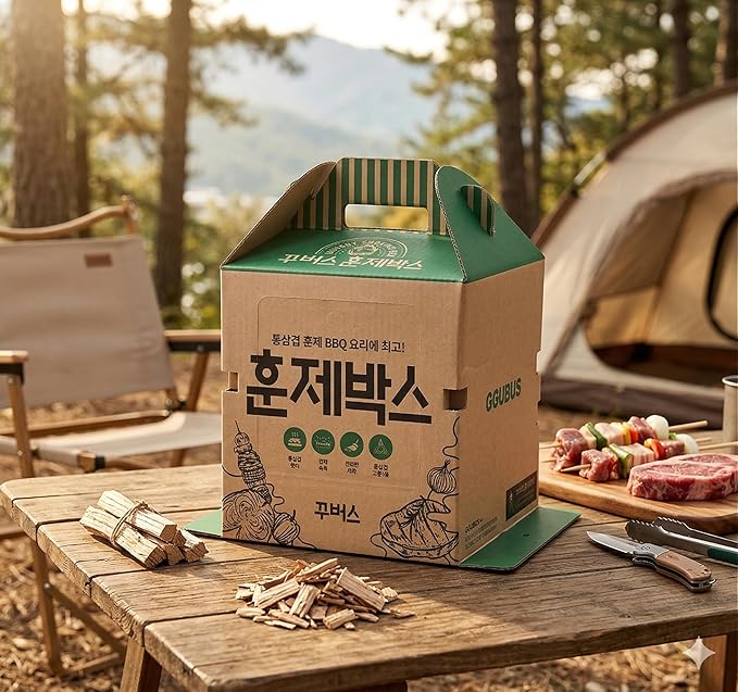 GGUBUS Grill House – All-in-One Disposable BBQ Grill, Portable Smoker & Charcoal Roasting Box, Easy to Light, Food-Safe Paper, 90 Minutes of Coal Life – Outdoor Camping, Picnic (Pack of 1)