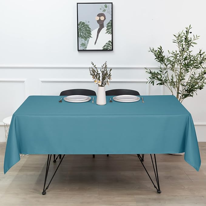 sancua Rectangle Tablecloth - 60 x 102 Inch - Stain and Wrinkle Resistant Washable Polyester Table Cloth, Decorative Fabric Table Cover for Dining Tables, Buffet Parties and Camping, Teal