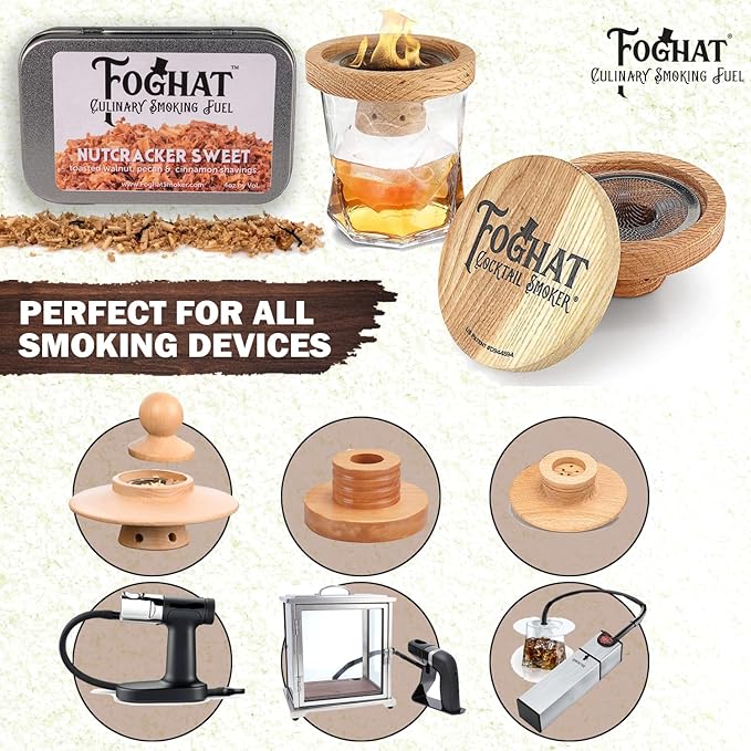 Cocktail Smoker Wood Chips - 4oz Walnut, Pecan & Cinnamon Shavings for Smoker, Whiskey Drink Infuser Kit - Culinary Wood Smoking Chips for Hand Held Food Smoke Gun & Bourbon Drink Glass Smokers