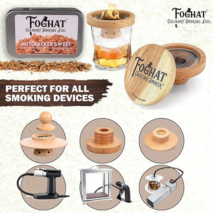 Cocktail Smoker Wood Chips - 4oz Walnut, Pecan & Cinnamon Shavings for Smoker, Whiskey Drink Infuser Kit - Culinary Wood Smoking Chips for Hand Held Food Smoke Gun & Bourbon Drink Glass Smokers