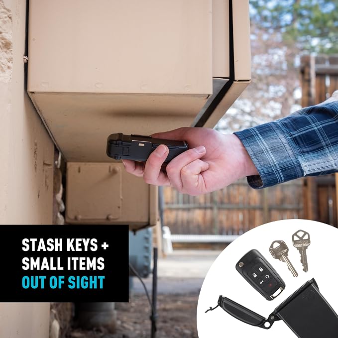 Nite Ize Hideout Magnetic Key Box - Waterproof Key Hider - Magnetic Key Holder & Box - Waterproof Key Storage for Spare Keys - Black, Extra Large