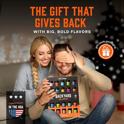 Grilling Spice Set Grill Seasoning Gifts, 20 Unique Spices and Seasonings Jars Gift Set, BBQ Gifts For Men, Dad, Husband, Father, Flavors Like Chili, Cajun, Garlic, Steak, Rub, Herbs, Blend and More