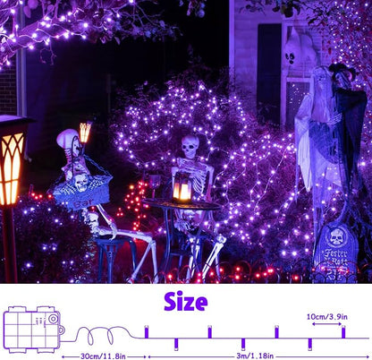 cshare String Lights Outdoor Waterproof 9.8ft 30 LED, Purple Fairy Lights Battery Operated with Timer Clear Wire for Indoor & Outdoor Christmas Halloween Decorations Garland Party Garden