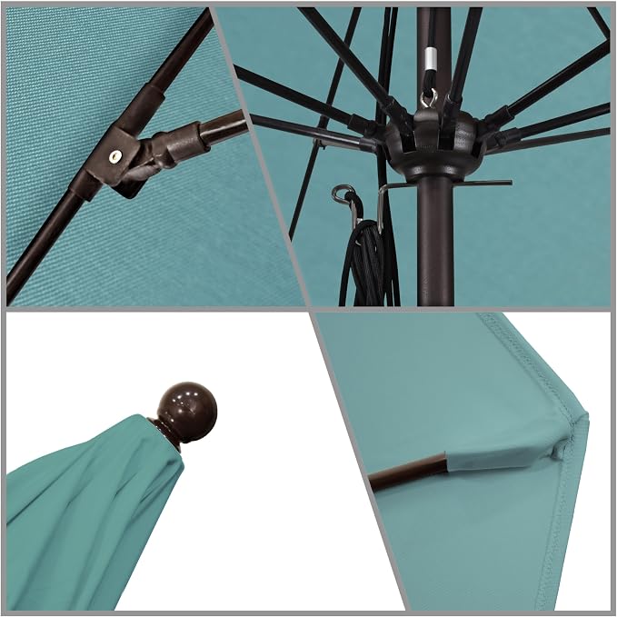 California Umbrella 11' Rd. Venture Series Contract Grade Patio Umbrella, Pulley Open, Bronze Finish, Sunbrella Aruba