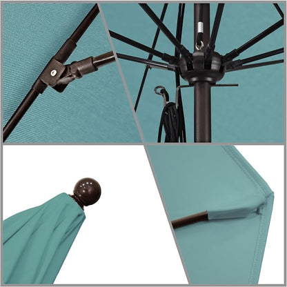 California Umbrella 11' Rd. Venture Series Contract Grade Patio Umbrella, Pulley Open, Bronze Finish, Sunbrella Aruba