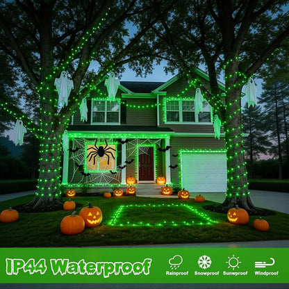 JMEXSUSS 400 LED Green Halloween Lights Outdoor with 8 Modes | 132ft Halloween String Lights Plug in with Remote, Indoor Green Christmas Lights for Tree House Xmas Halloween Decorations
