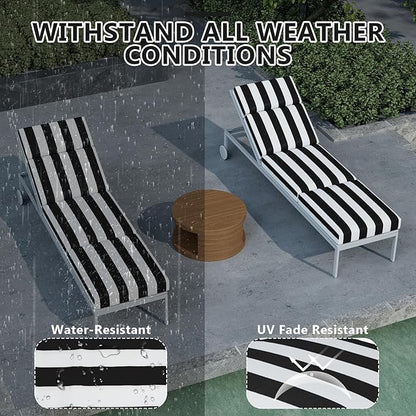2 Pcs Chaise Lounge Cushions Outdoor, 80 x 26 x 4 Inch Lounge Chair Cushions for Outdoor Furniture - Waterproof Lounge Patio Replacement Cushion, 4In Fade-Resistant ThickPatio Chaise Lounge Cushion