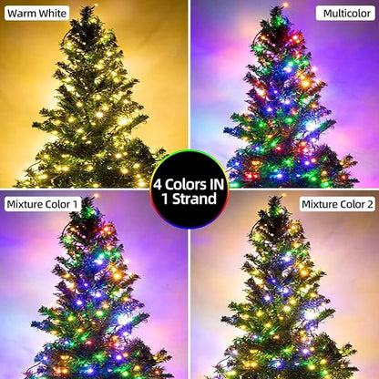 170ft 500 LED Christmas Lights, 3 in 1 Color Changing Christms Tree Lights | 11 Modes and Remote for Outdoor Indoor Decor Christms Light(Warm White & Multicolor & Combination) (170FT)