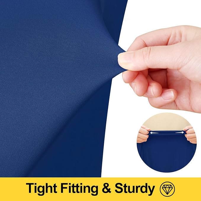 Smiry Spandex Elastic Fitted Table Cloth Skirt for 6FT Rectangle Table | Stretch Washable Table Cloth, Banquet Table Cover for Wedding, Party, Indoor & Trade Shows, (Navy, 72Lx36Wx30H)
