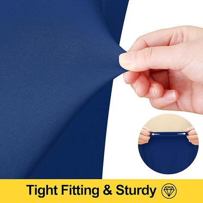 Smiry 2 Pack Spandex Elastic Fitted Table Cloth Skirt for 4FT Table | Stretch Washable Table Cloth, Banquet Table Cover for Wedding, Party, Indoor & Trade Shows, (Navy, 48Lx30Wx30H)