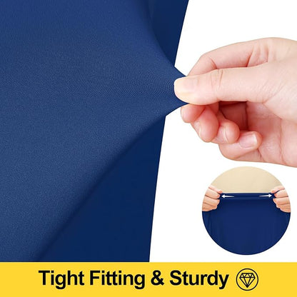 Smiry Spandex Elastic Fitted Table Cloth Skirt for 4FT Rectangle Table | Stretch Washable Table Cloth, Banquet Table Cover for Wedding, Party, Indoor & Trade Shows, (Navy, 48Lx24Wx30H)