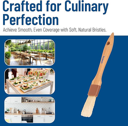 SPARTA Kitchen Basting Brush – 4037200 Basting Brush for Cooking Flat Boar Bristle Brush, Hardwood Handle for Kitchens, Restaurants, Catering, High Heat Food Prep, 1in, Pack of 12