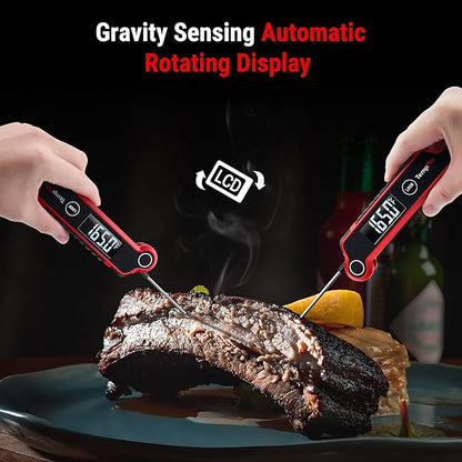 TempPro TP620 Instant Read Meat Thermometer Digital, Cooking Thermometer with Large Auto-Rotating LCD Display, Waterproof Food Thermometer Digital for Kitchen, BBQ, or Grill (Previously ThermoPro)