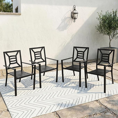 Patio Dining Chairs Set of 4, Stackable Outdoor Metal Chairs High Back, All Weather Dining Furniture Set for Garden, Backyard, Porch