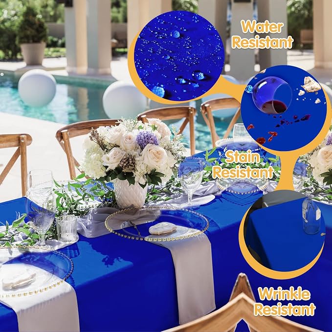 BRILLMAX 8 Pack Royal Blue Tablecloths 60x102 Inch for 6ft Rectangle Tables | 150 GSM Polyester Fabric, 15" Standard Drop, Water, Stain & Wrinkle Resistant Cloth Cover for Wedding Reception Banquet Party