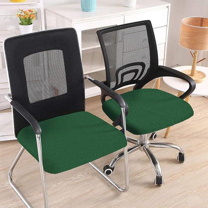 Smiry Office Computer Chair Seat Covers for Desk, Anti-dust Protector | Stretch Jacquard Removable Washable Desk Chair Seat Cushion Protectors, Emerald Green