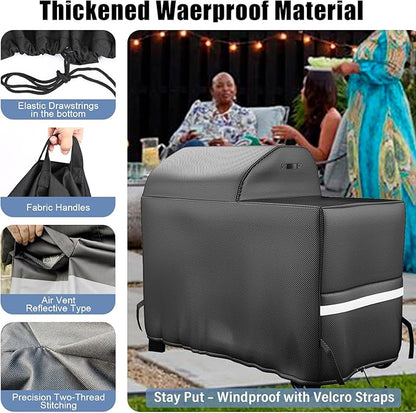 Grill Cover for Traeger Woodridge Replace for Traeger Grills BAC761 Full-Length All Weather Grill Cover Accessory Fits TFB86MLH Woodridge 600D Heavy Duty Waterproof BBQ Cover