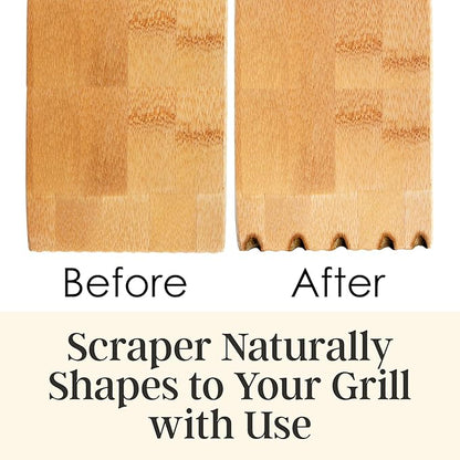 Totally Bamboo Grill Scraper with Bottle Opener – Bristle-Free Bamboo Wooden BBQ Scraper Tool for Outdoor Grill Cleaning – Ready for All Grates, Charcoal and Gas BBQs