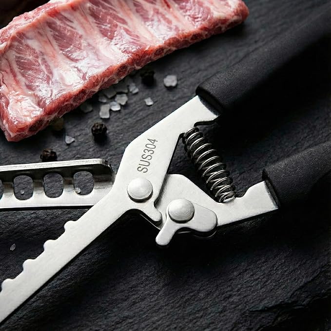 Rib Membrane Removal Tool, BBQ Rib Skinner, Thickened Stainless Steel Rib Membrane Remover, Ergonomic Design for Effortless BBQ Rib Preparation (Black)