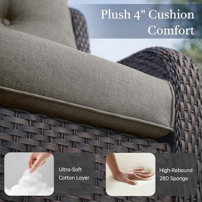 Outdoor Couch All Weather PE Wicker Patio Sofa Outdoor Sofa Deep Seating for Porch Deck Backyard-Brown/Grey