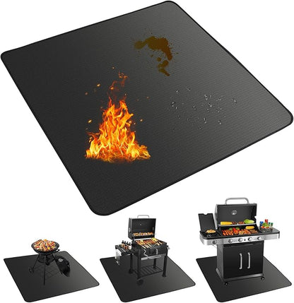 SANLIKE 39" Square Fire Pit Mat Under Grill Mat for Outdoor Grill 3-Layer Double-Sided Fireproof Mat Oil-Proof Waterproof BBQ Pad for Grass Deck Patio Outdoor & Indoor Wood Burning Fire Pit Portable