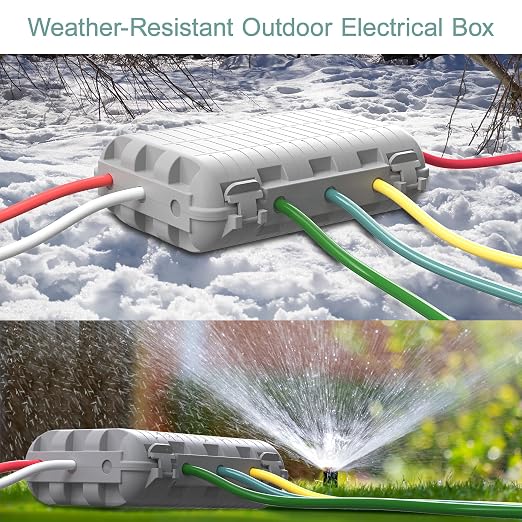 Outdoor Waterproof Electrical Box, 2 Pack Large Extension Cord Cover Protector Plug Connection Cable Safety Box IP54 Water-Resistant for Power Strip, Holiday Light and Decorations, Grey