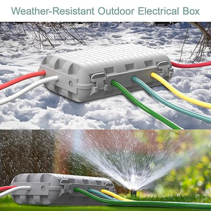 Outdoor Waterproof Electrical Box, 2 Pack Large Extension Cord Cover Protector Plug Connection Cable Safety Box IP54 Water-Resistant for Power Strip, Holiday Light and Decorations, Grey
