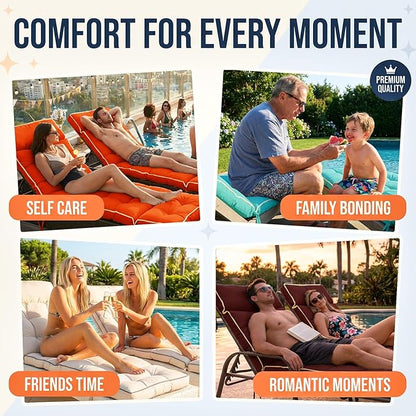 MAGIC ELEPHANT Chaise Lounge Cushion Outdoor, Memory Foam Patio Lounge Chair Cushion with Ties for Indoor Outdoor Furniture, Water-Repellent Replacement Long Chair Cushion (Burgundy)