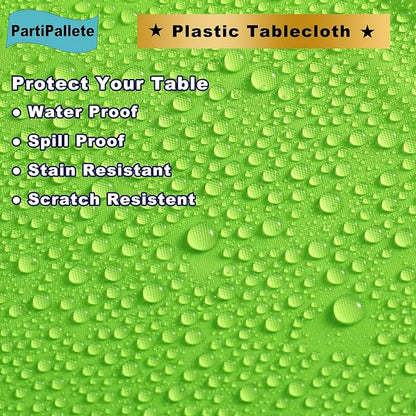 3-Pack Premium Plastic Light Lime Green Tablecloth Disposable 54" x 108" Rectangle Table Cover PEVA Party Apple Bright Green Table Cloths for Parties Birthday Wedding Picnic Banquet