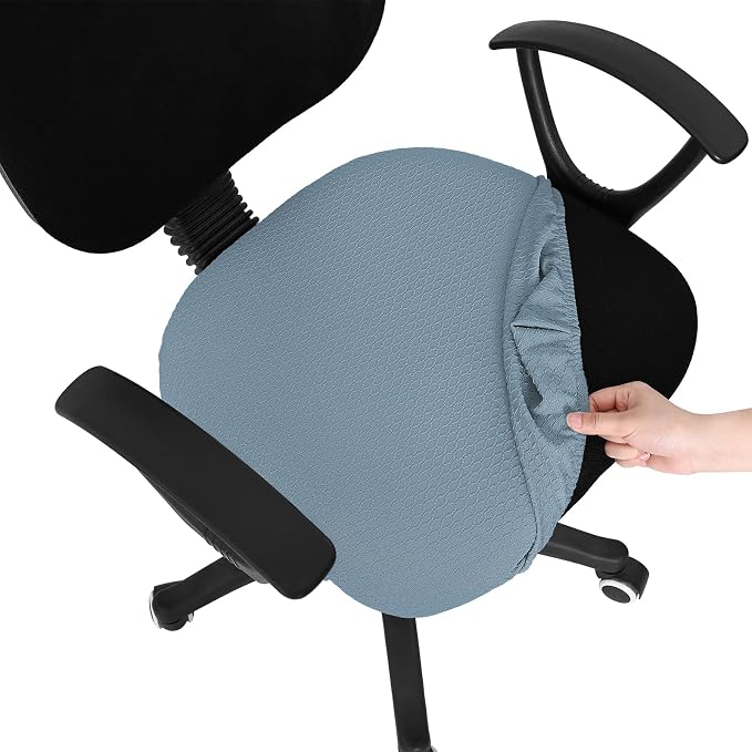 Smiry Office Computer Chair Seat Covers for Desk, Anti-dust Protector | Stretch Jacquard Removable Washable Desk Chair Seat Cushion Protectors, Airy Blue