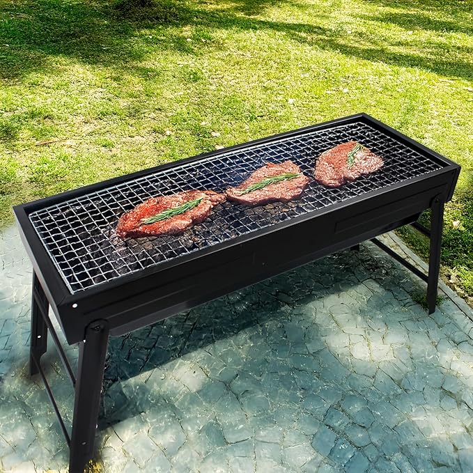 Portable Stainless Steel Grill, Home Charcoal Grill and Outdoor Folding Grill, Perfect for Traveling, Outdoor Cooking and BBQ, Camping, Picnics.