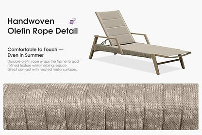 PURPLE LEAF Patio Chaise Lounge Chairs with Armrests Aluminum Reclining Layout Lounges for Outdoor Poolside Nurture Shale