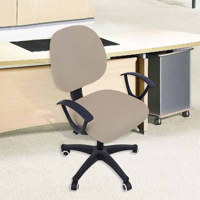 Smiry Office Computer Chair Covers for Desk Rotating Chair Protector | Stretch Jacquard Removable Washable Universal Slipcovers, Seat + Backrest Cover, Taupe