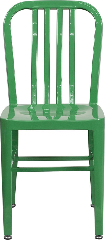 Flash Furniture Gael Commercial Grade 2 Pack Green Metal Indoor-Outdoor Chair