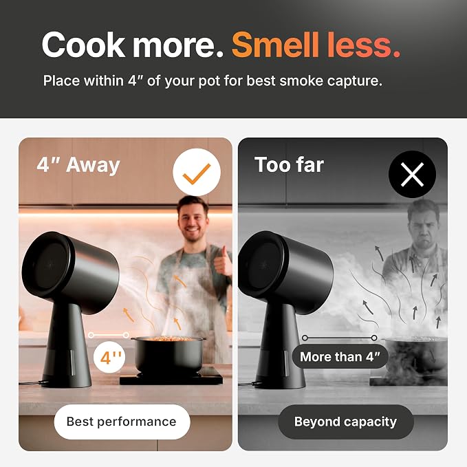 TUCO Portable Range Hood, Countertop Kitchen Exhaust Fan with 3 Speeds, 5-Layer Filter, Powerful Smoke Removal, Low Noise, Oil Cup, Air Purifier for Apartments, Dorms & Indoor BBQ Smokeless – Black