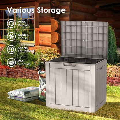 Resin Deck Box - 36 Gallon Lockable Outdoor Storage, Water-Resistant Indoor/Outdoor Bin for Package Delivery, Patio Cushions, Gardening Tools