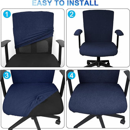 Tallew 4 Pcs Office Chair Covers Stretchable Armrest Seat,XL,Navy | Universal Fit Office Desk Chairs, Protective Seat Backrest Slipcovers, Stretchable Prevent Wear, Easy Install for Rotating