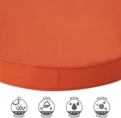 Set of 2 Outdoor 18 inch Round Patio Dining Chair Pads – Comfortable Fiber-Filled Seat Cushions with Ties, Reversible Polyester Fabric - Rust