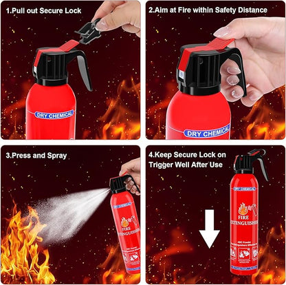 2 Pack ABC Dry Chemical Fire Extinguishers, Portable Dry Powder Fast-Acting Fire Extinguisher with Mount, Suitable for Home, Car, Boat, Truck, Electrical, Grease Fires