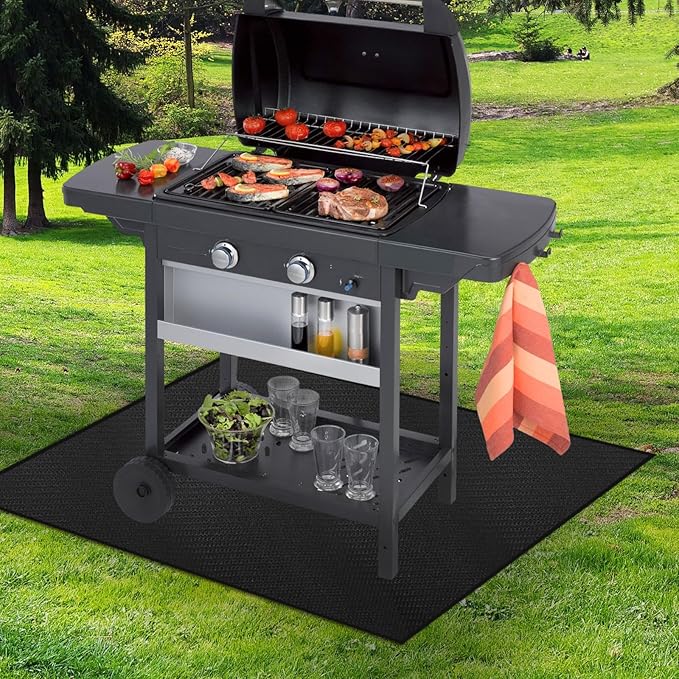MDEOOSKY 48"×36" Under Grill Mat Outdoor Grill Deck Protector Fire Pit Mat Fireproof Mat Oil-Proof Waterproof BBQ Protector for Deck and Patio Easy to Clean Storage Waterproof Foldable
